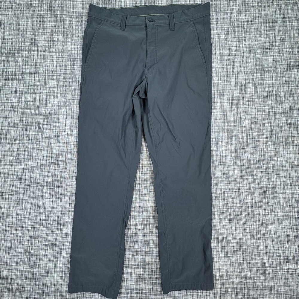 Eddie Bauer Takeoff Chino Pants Mens 34x34 Gray Blue Nylon Stretch Flat Front